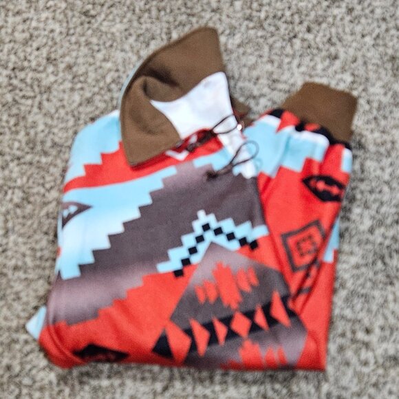 Ladies Aztec Print Collared Pullover - XL - Picture 8 of 8